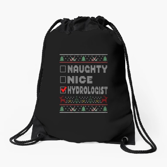 Naughty Nice Hydrologist, Matching Christmas Drawstring Bags