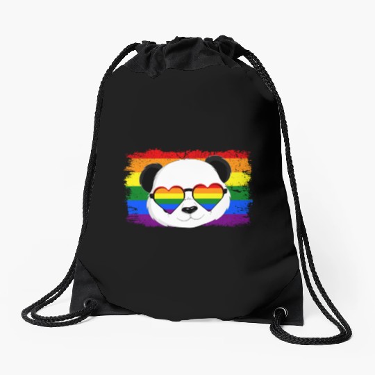 Rainbow Panda Bear LGBT Gay Pride Drawstring Bags