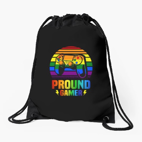 Pround Gamer Gay Pride Rainbow LGBT Drawstring Bags