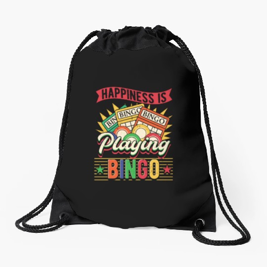Happiness Is Playing Bingo Drawstring Bags