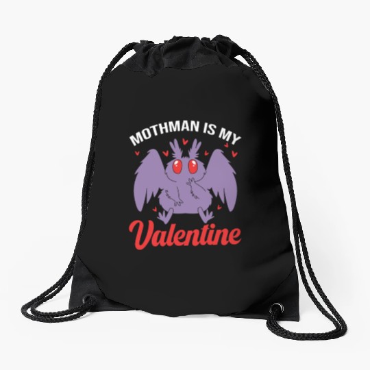 Funny Valentines Day Cryptid Cute Mothman Drawstring Bags