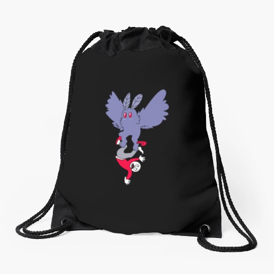Mothman Abducting Human Goth Cryptid Funny Mothman Drawstring Bags
