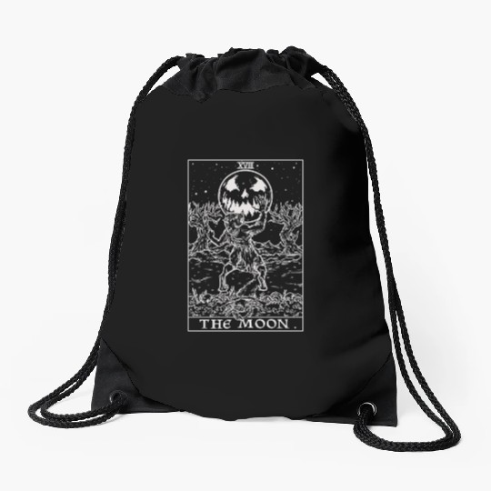 The Moon Tarot Card Halloween Werewolf Gothic Horr Drawstring Bags