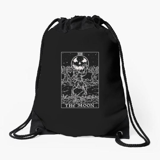 The Moon Tarot Card Halloween Werewolf Gothic Horr Drawstring Bags