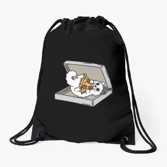 Persian Cat Pizza Lover Drawstring Bags