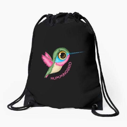 Pink Hummingbird Drawstring Bags