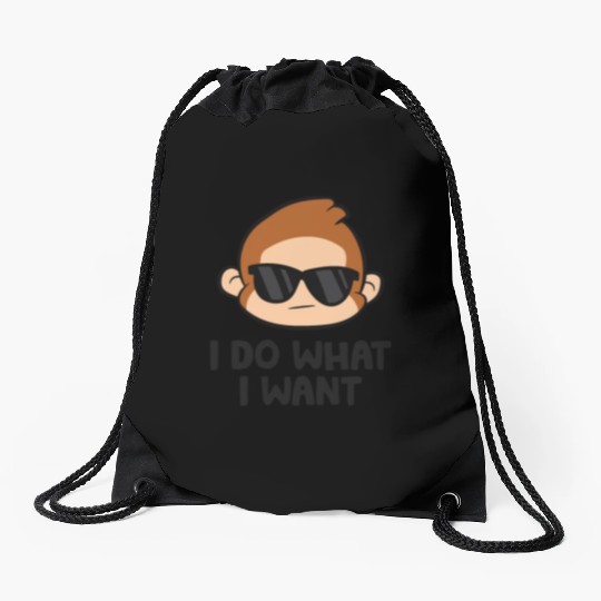 Cute Monkey Ape I Do What I Want Drawstring Bags
