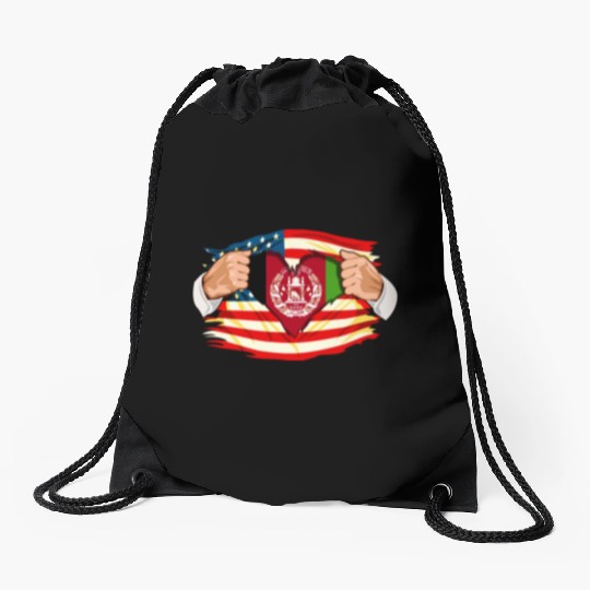 Afghanistan Who Live in America Afghani Flag Drawstring Bags
