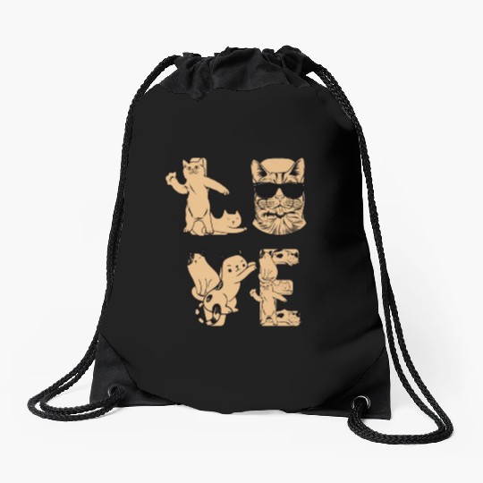 Cat LOVE Cats I Cute Cat Lover Cat Owner I LOVE Ca Drawstring Bags