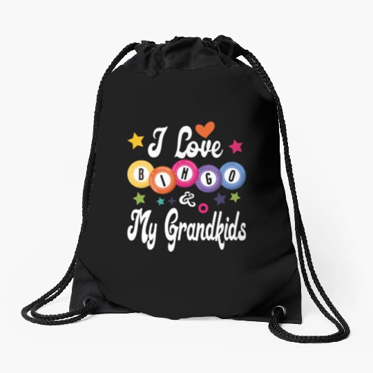 I love bingo and my grandkids, Cool Bingo Grandma Drawstring Bags