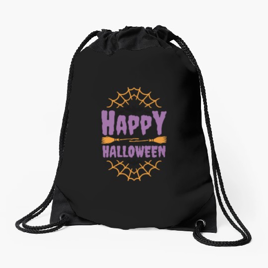 Happy Halloween Cat Pumpkin Drawstring Bags