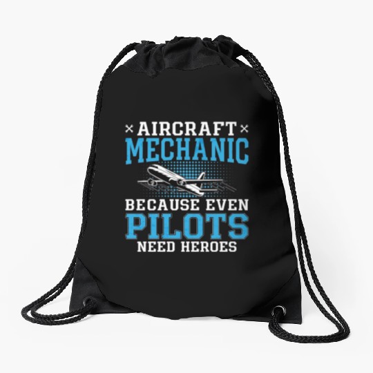Aircraft Mechanic Pilots Heroes Plane Aviation Drawstring Bags