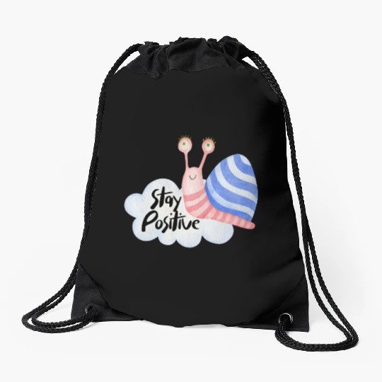 Stay Positive - Colorful Snail Drawstring Bags