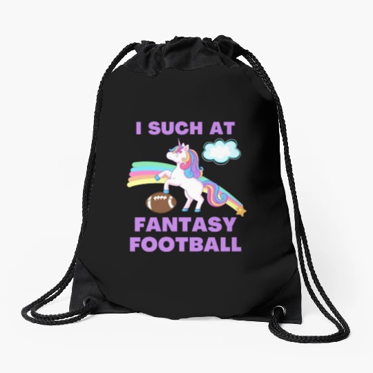 I Suck At Fantasy Football Funny Cute Unicorn Drawstring Bags