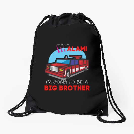 Kids Im going to be a big brother Drawstring Bags Firetruck