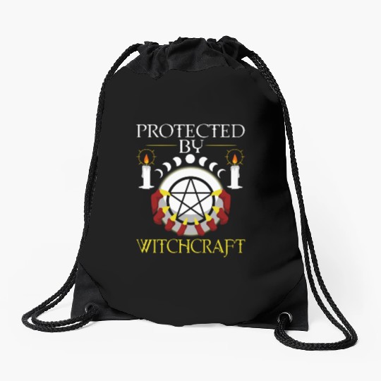 Protected By Witchcraft Drawstring Bags