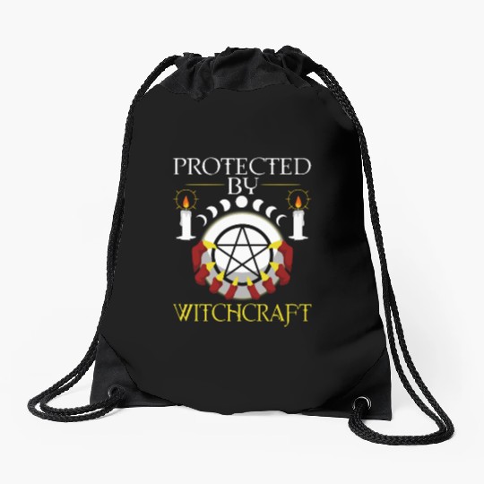 Protected By Witchcraft Drawstring Bags