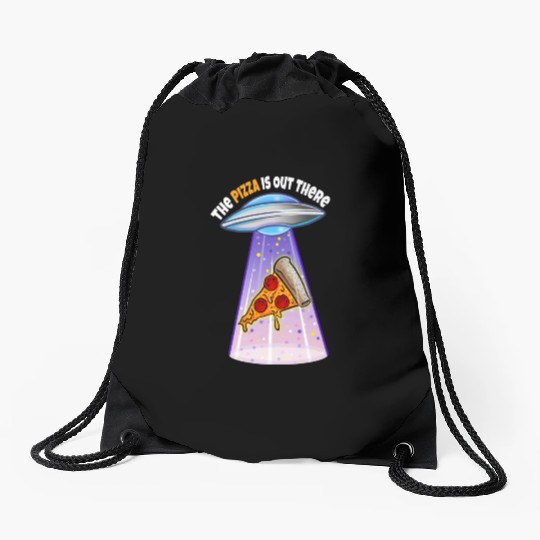 Funny Pizza UFO Alien Abduction Drawstring Bags