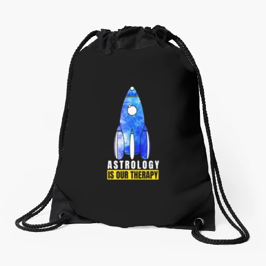 Abstract Delightful Rocket Of Cheerful Astro Quote Drawstring Bags