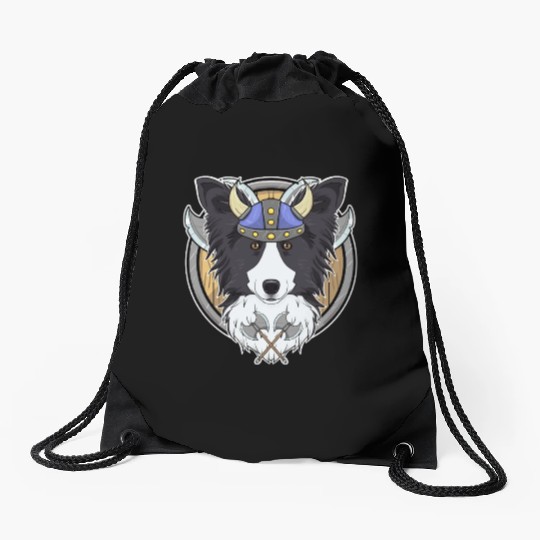 Border Collie I Valhalla I Viking Drawstring Bags