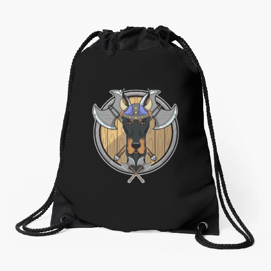 Doberman I Valhalla I Viking Drawstring Bags