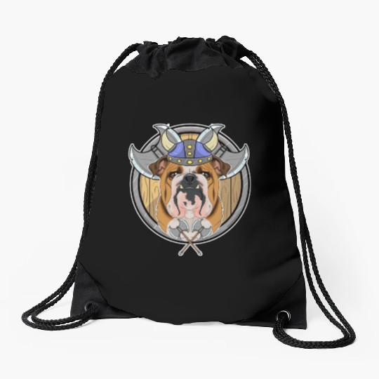 English Bulldog I Valhalla I Viking Drawstring Bags