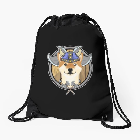 Shiba Inu I Valhalla I Viking Drawstring Bags