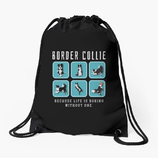 Border Collie Lover Drawstring Bags