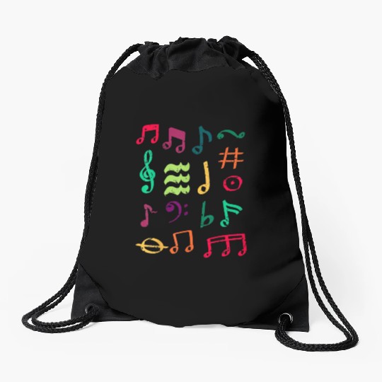 Colorful Musical Notes Symbol Music Teacher Drawstring Bags