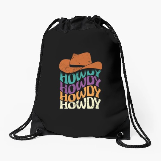 Howdy hippie style Drawstring Bags