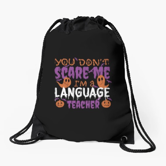 Ghost Pumpkin Language Teacher Halloween Drawstring Bags