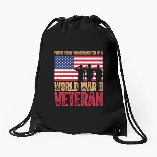 Proud Veteran Granddaughter Drawstring Bags