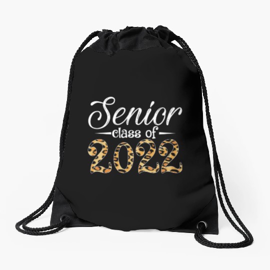 Senior Class Of 2022 Leopard Print Drawstring Bags