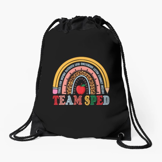 Team SPED Teacher Rainbow Drawstring Bags
