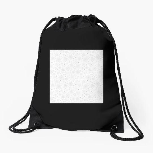Modern Snowflakes Pattern White Silver Drawstring Bags