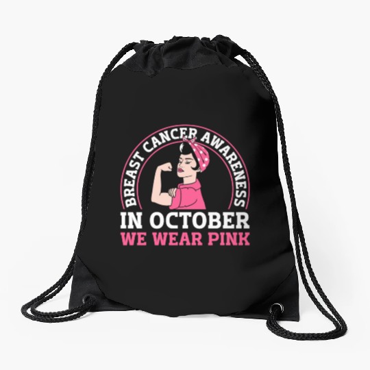 Breast Cancer Awareness - In October We Wear Pink Drawstring Bags