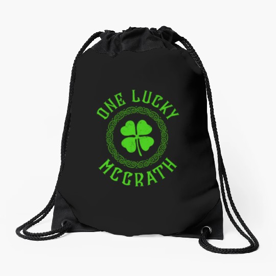 One Lucky McGrath Irish Family Four Leaf Clover Drawstring Bags
