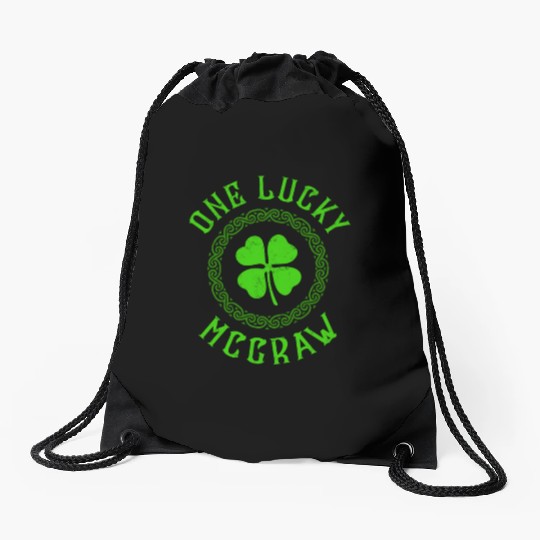 One Lucky McGraw Irish Family Four Leaf Clover Drawstring Bags