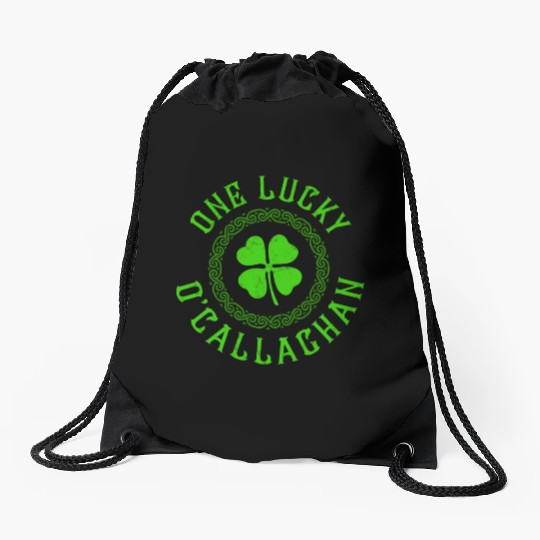 One Lucky O'Callaghan Irish Family Four Leaf Drawstring Bags