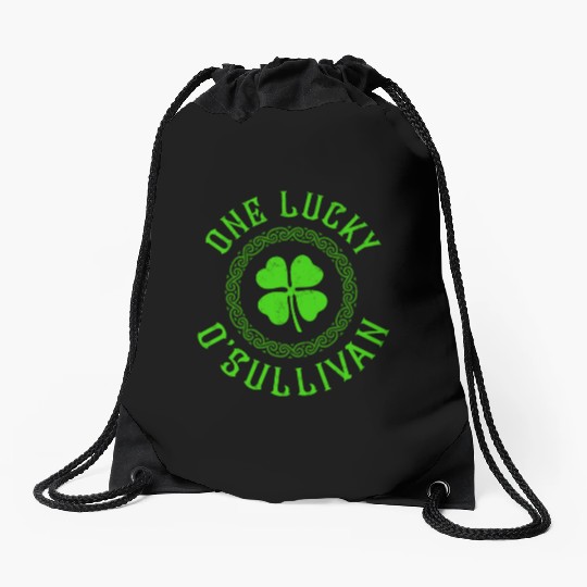 One Lucky O'Sullivan Irish Family Four Leaf Clover Drawstring Bags