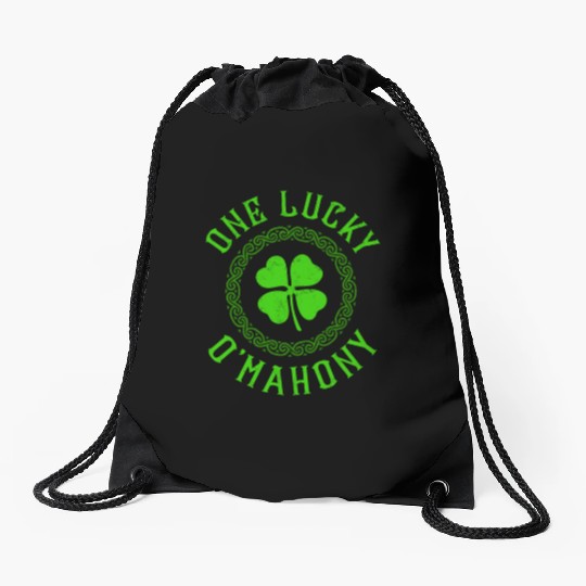 One Lucky O'Mahony Irish Family Four Leaf Clover Drawstring Bags
