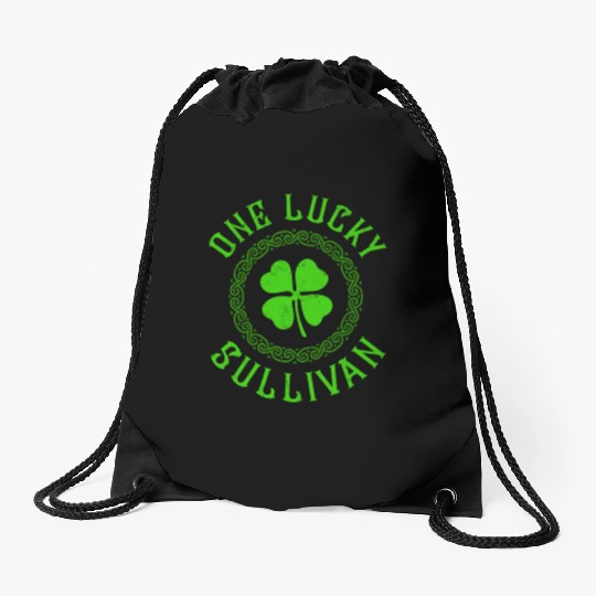 One Lucky Sullivan Irish Family Four Leaf Clover Drawstring Bags