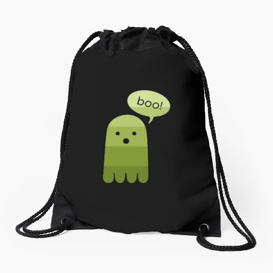 Army Green Boo Ghost Halloween Drawstring Bags