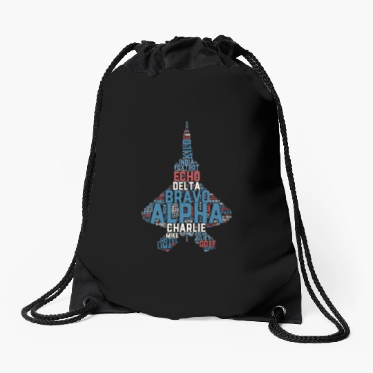 Full Phonetic Alphabet Fighter Jet Pilot Drawstring Bags