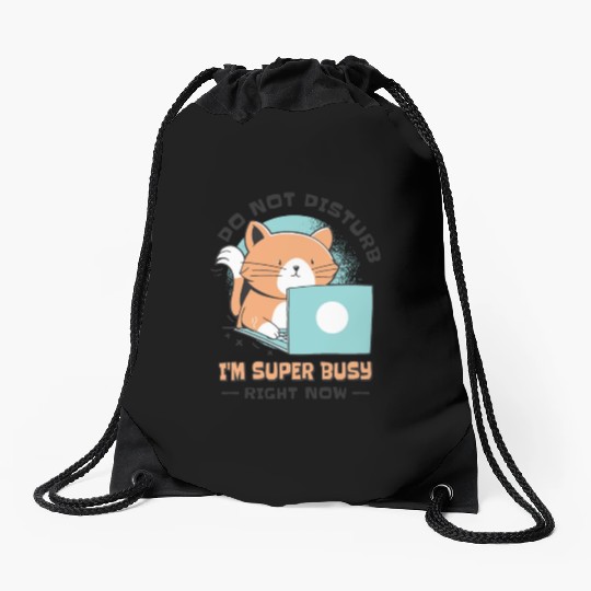 Working Busy Cat Employee Cat Owner Worker Drawstring Bags
