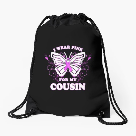 Breast Cancer Awareness Wear Pink Ribbon Cousin Drawstring Bags