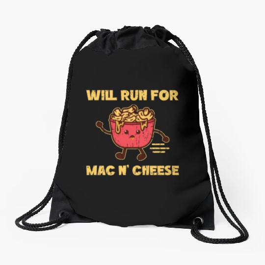 Will run for mac n cheese - pasta Drawstring Bags