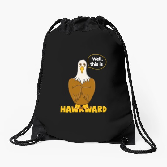 Hawk Word Pun for Animal Lovers Drawstring Bags
