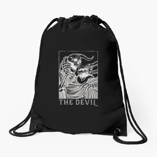 Skeleton Bones Tarot Card Occult Devil Gothic Drawstring Bags