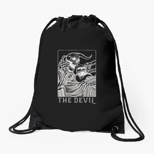 Skeleton Bones Tarot Card Occult Devil Gothic Drawstring Bags